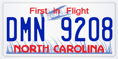 NC license plate DMN9208