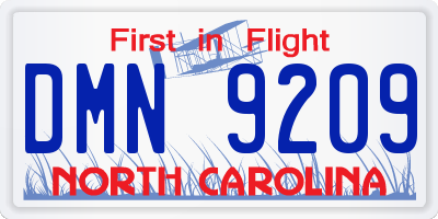 NC license plate DMN9209