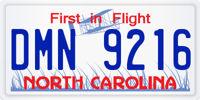 NC license plate DMN9216