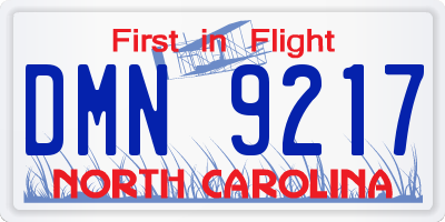 NC license plate DMN9217