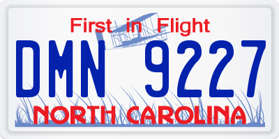 NC license plate DMN9227