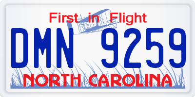 NC license plate DMN9259