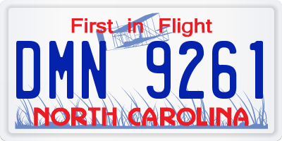 NC license plate DMN9261