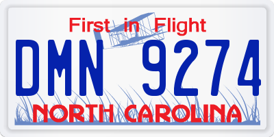 NC license plate DMN9274