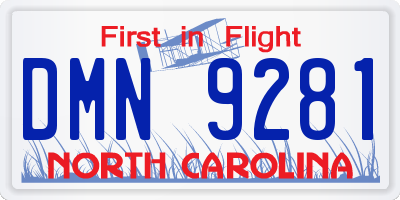 NC license plate DMN9281