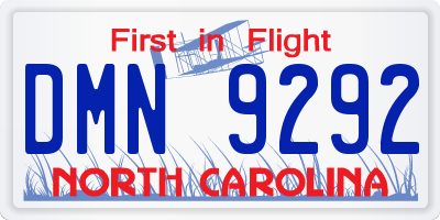 NC license plate DMN9292