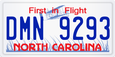 NC license plate DMN9293