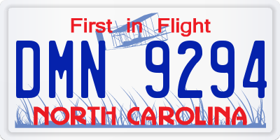 NC license plate DMN9294