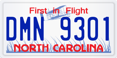 NC license plate DMN9301