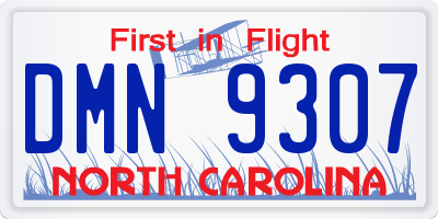 NC license plate DMN9307