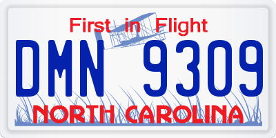 NC license plate DMN9309