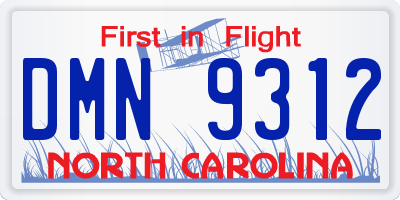 NC license plate DMN9312