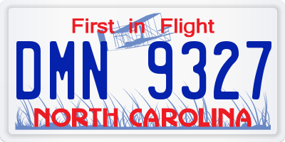 NC license plate DMN9327