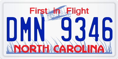 NC license plate DMN9346