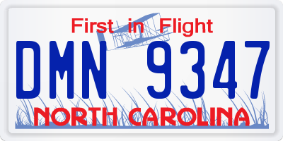NC license plate DMN9347