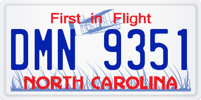 NC license plate DMN9351