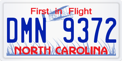 NC license plate DMN9372