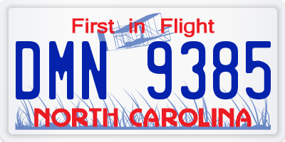 NC license plate DMN9385