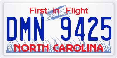 NC license plate DMN9425