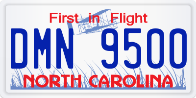 NC license plate DMN9500