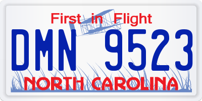 NC license plate DMN9523