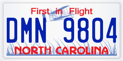 NC license plate DMN9804