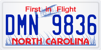NC license plate DMN9836