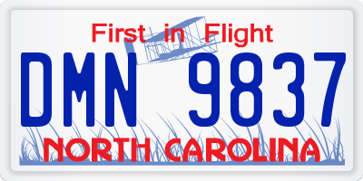 NC license plate DMN9837