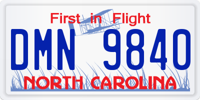 NC license plate DMN9840
