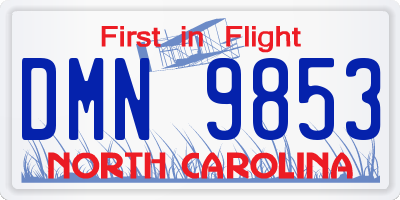 NC license plate DMN9853