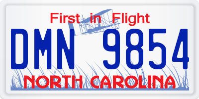 NC license plate DMN9854