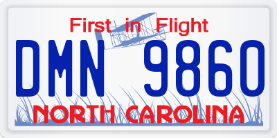 NC license plate DMN9860