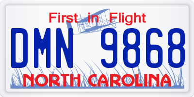 NC license plate DMN9868