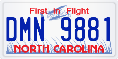 NC license plate DMN9881