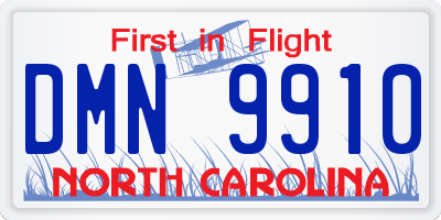 NC license plate DMN9910