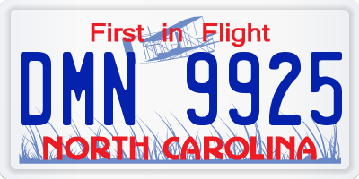 NC license plate DMN9925