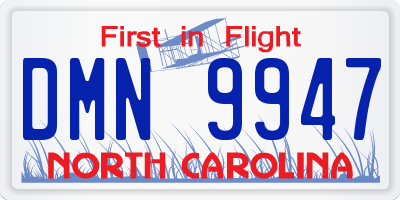 NC license plate DMN9947