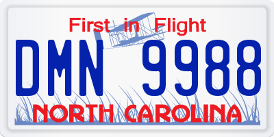 NC license plate DMN9988