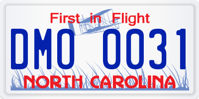 NC license plate DMO0031