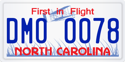 NC license plate DMO0078