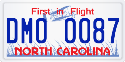 NC license plate DMO0087
