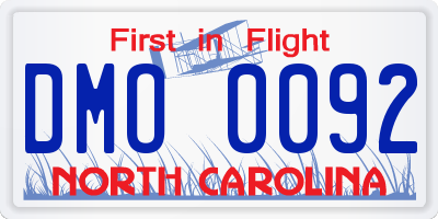 NC license plate DMO0092