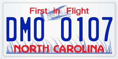 NC license plate DMO0107