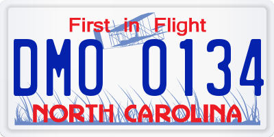 NC license plate DMO0134