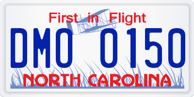 NC license plate DMO0150