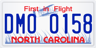 NC license plate DMO0158