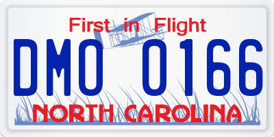 NC license plate DMO0166