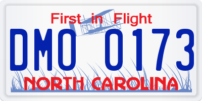 NC license plate DMO0173
