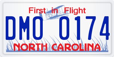NC license plate DMO0174