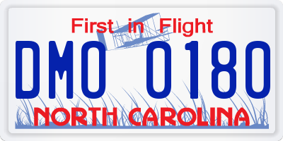 NC license plate DMO0180